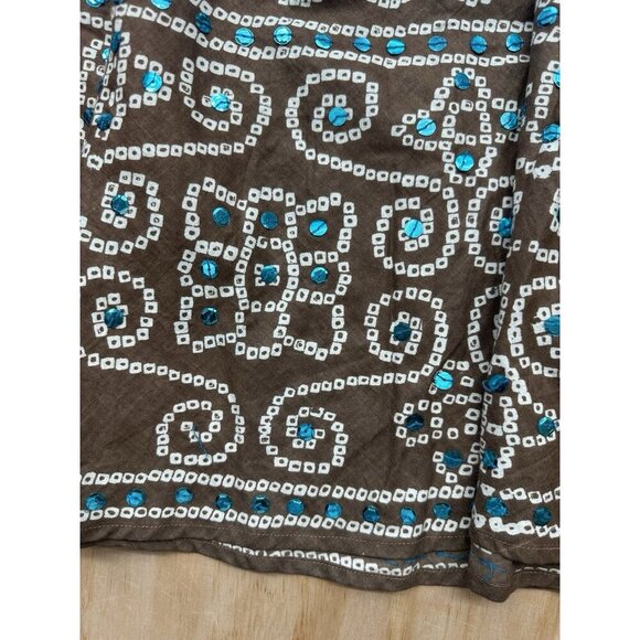 Women’s Boho Cotton Skirt Colorful Side Zip Festival Embellished Drawstring - Picture 3 of 6